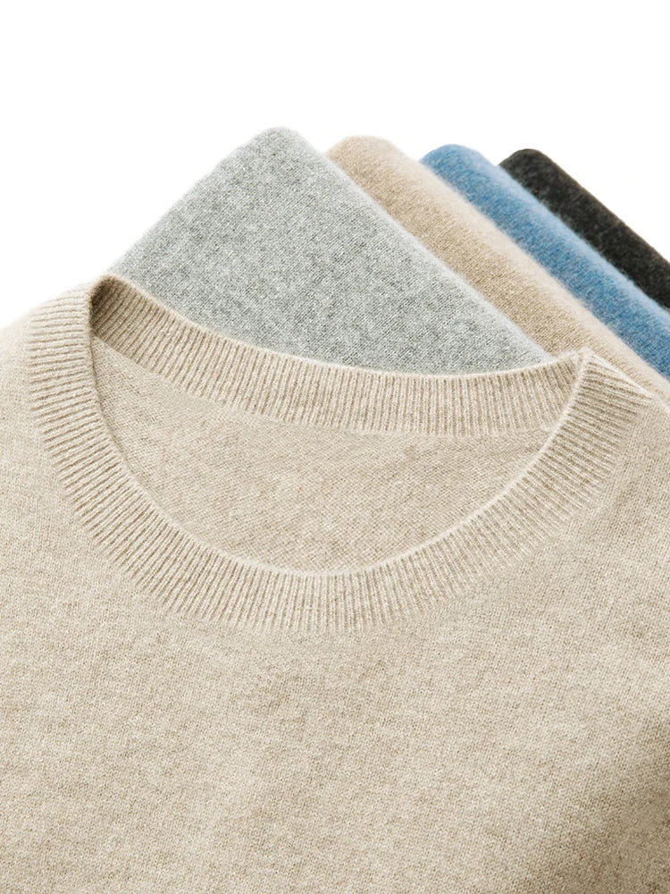 100% Merino Wool Sweater Man O-neck Basic Wool Pullover Autumn Winter Long Sleeve Soft Warm Jumper Smart Casual Knit Popular Top