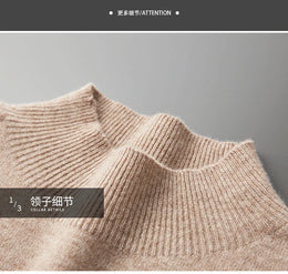 New Men's Fashion Casual Wool Sweater Warm Autumn And Winter Semi-High Neck Knitted Bottoming Shirt