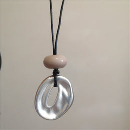 Geometric Irregular Metal Vortex Cross Pendant Long Rope Chain Beaded Necklace For Men Women Sweater Chain Jewelry Accessories