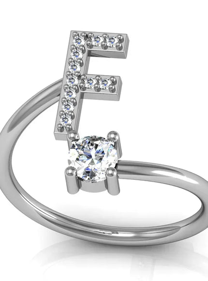 KissIcon 26 A Z Open Adjustable Ring 925 Silver Plated Gift