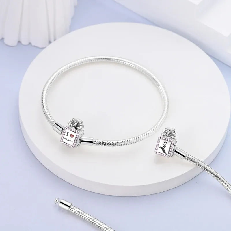 KissICON Original 925 Sterling Silver Bracelets 17-20CM Love Heart Flowers Butterfly Charms Beads Bracelet For Women Fashion Jewelry Gift