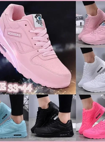 Women Fashion Sneakers Air Cushion Sports Shoes Pu Leather Blue Shoes White Pink Outdoor Walking Jogging Shoes Female Trainers