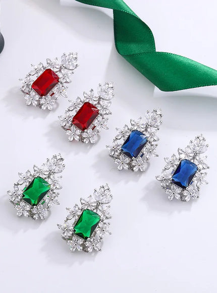 💋 Luxury 925 Silver Plated Square Earrings - AAA Zircon