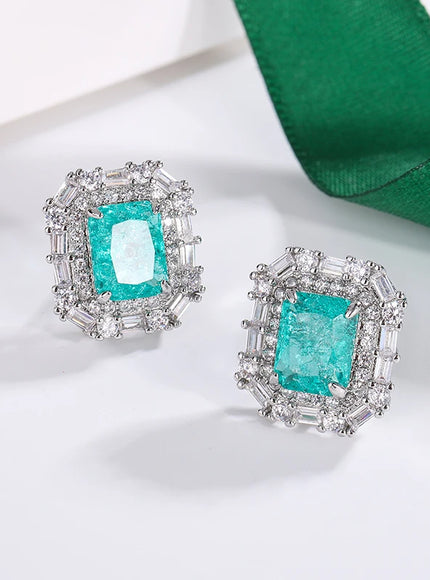 KissIcon 925 Sterling Silver Earrings -Green Zircon Sparkle