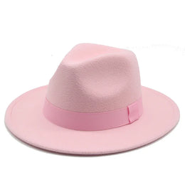 Fedora Hat Women Winter Hats for Women Ribbon Band Men's Hat Wide Brim Classic Beige Wedding Church Bowler New Cap Chapeau Femme