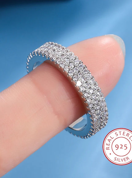 KissIcon Sparkling Zircon Ring S925 Silver Plated - Shine