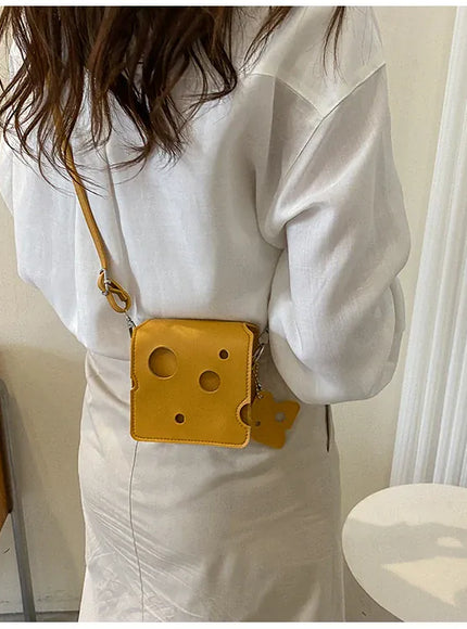 Cheese Triangle Crossbody – Adorable Hole-patterned Mini
