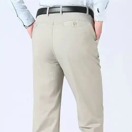 Mens 100% Cotton Summer Thin Autumn Thick Trousers Fashion Brand Cargo Pants Smart Casual Solid Khaki Black Suit Pant GOZBKF