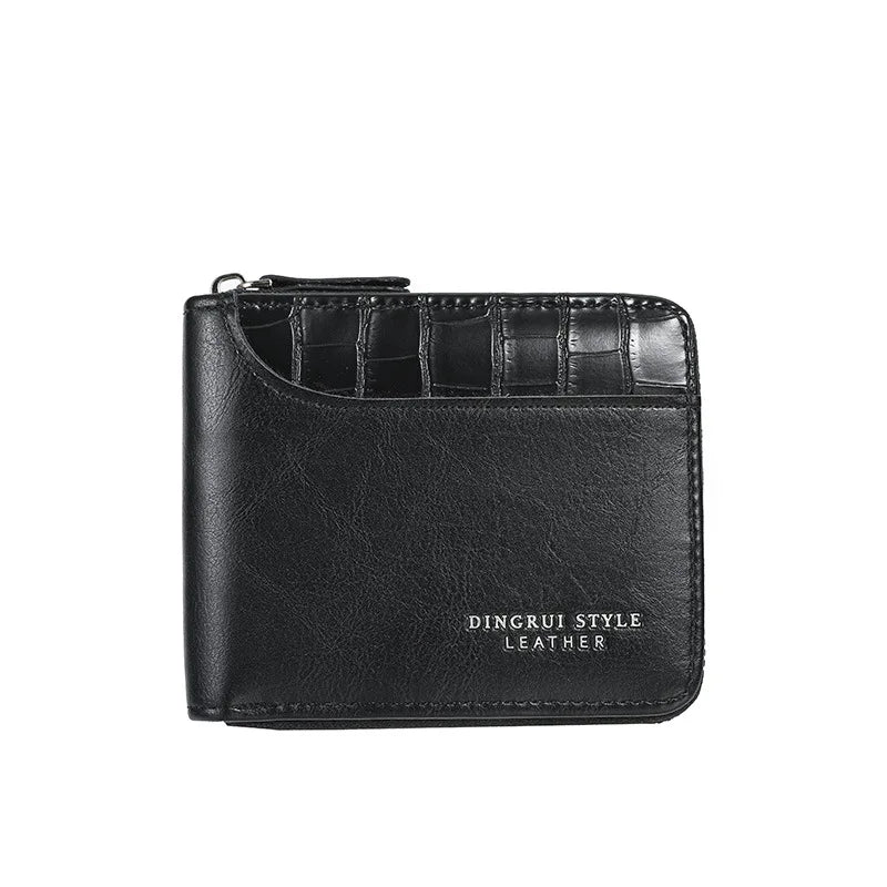 Leather Men’s Wallet Luxury Mens Purse Male Zipper Card Holders with Coin Pocket Rfid Wallets Gifts Men Money Bag Birthday Gifts