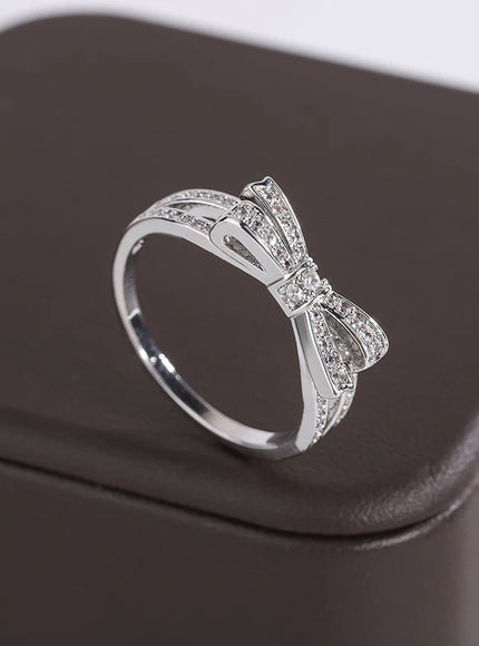 KissIcon 925 Silver Plated Ring Women - Bow Zircon Shine