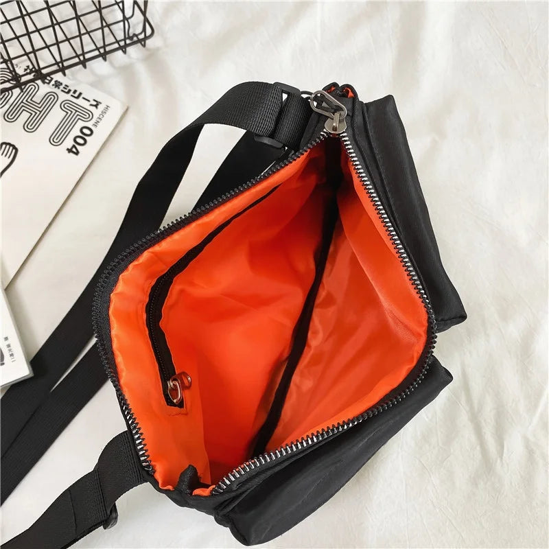 Casual Sporty Black Crossbody Bag Men's Messenger Bag Green Cloth Small Square Bag Suitable for Work Versatile Shoulder Bag