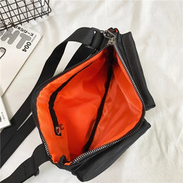 Casual Sporty Black Crossbody Bag Men's Messenger Bag Green Cloth Small Square Bag Suitable for Work Versatile Shoulder Bag