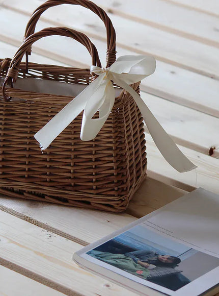 Straw Woven Small Square Rattan Women's Handbag