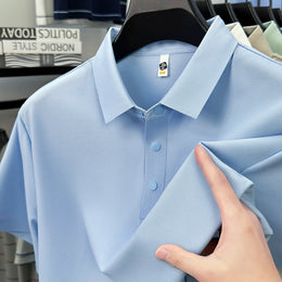 2025 Men's Sporty Polo Waffle Shirt | Moisture-Wicking Golf Tennis Top Sizes S-5XL, Snap Buttons, 7A Antibacterial High Quality