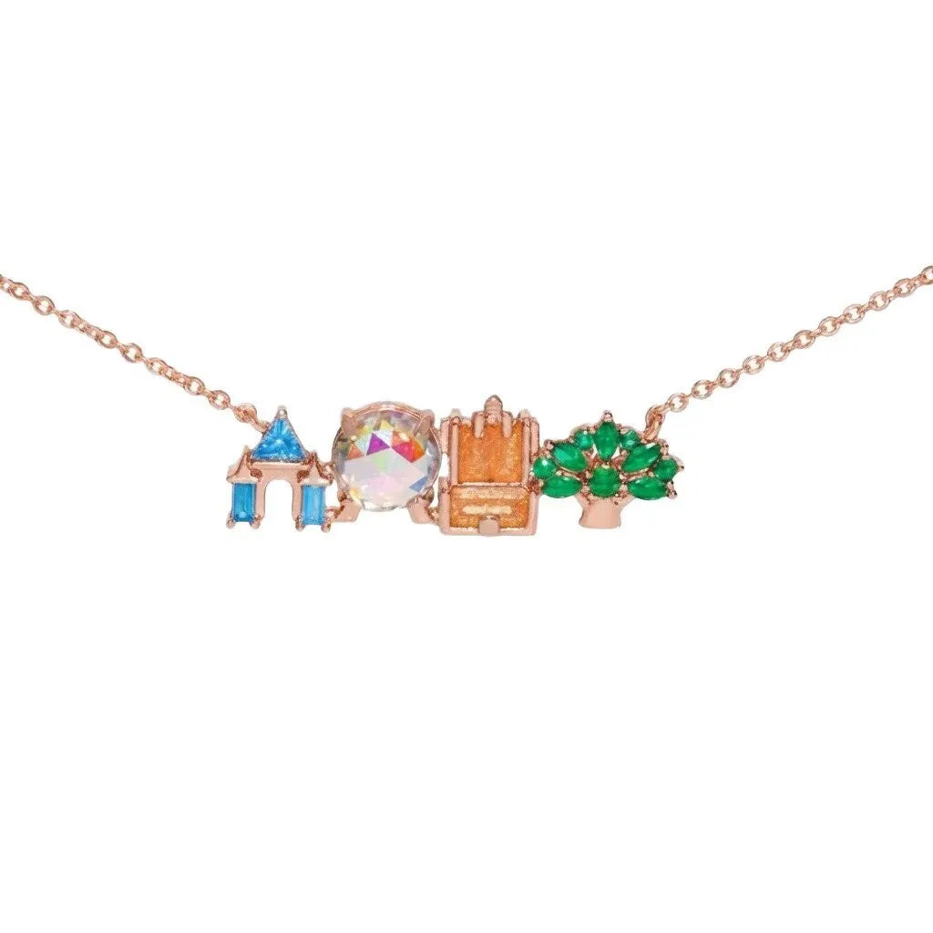18K Gold Plated Colored Zircon Inlaid Amusement Park Pendant Necklace Cute Sweet Design Versatile Fashion Jewelry Girl 's Gift