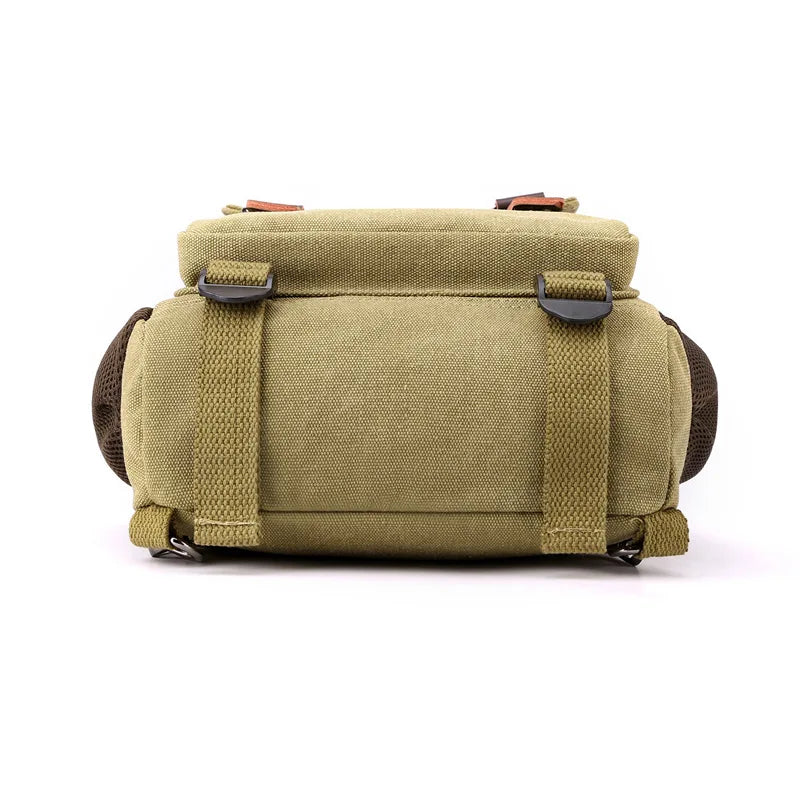 Small Mens Backpack Canvas Casual Backpacks for Men 2025 Mini Male School Bag Rucksack Man Multi-function Crossbody Bag Travel