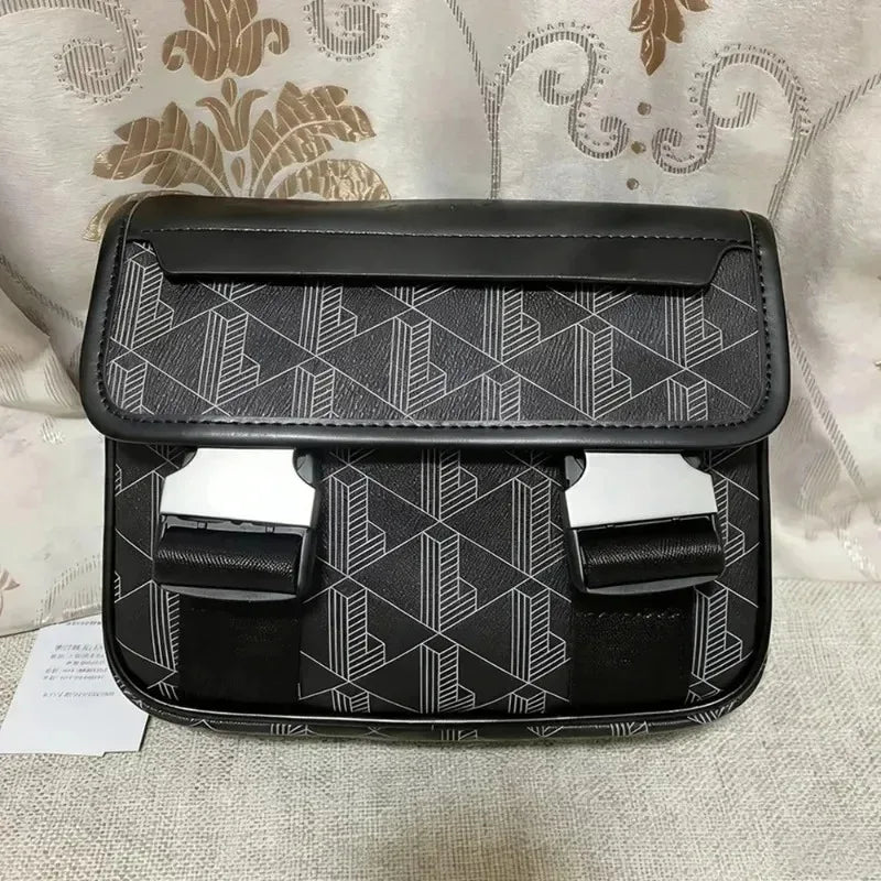 2026 New Men's Vintage Printed Crossbody Bag, Business Commuter Pu Leather Waterproof Shoulder Bag Storage Bag
