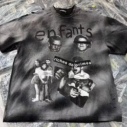 Summer Cotton Men T Shirts Women Unisex Streetwear Tee Vintage Casual Bundled Printed Tshirts