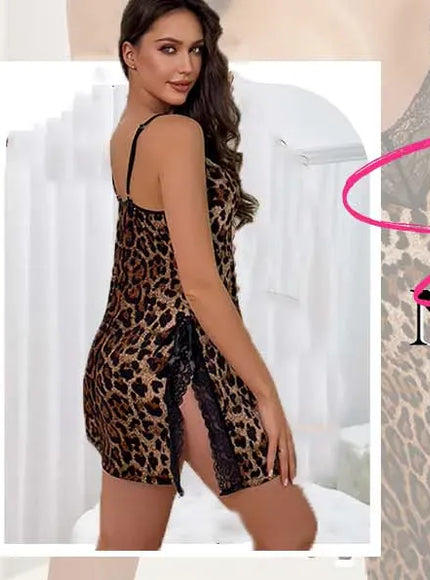 XL 5XL Leopard Print Deep V-Neck Women's