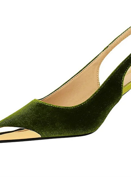 Elegant Women Green High Heel Velvet Pumps Wedding