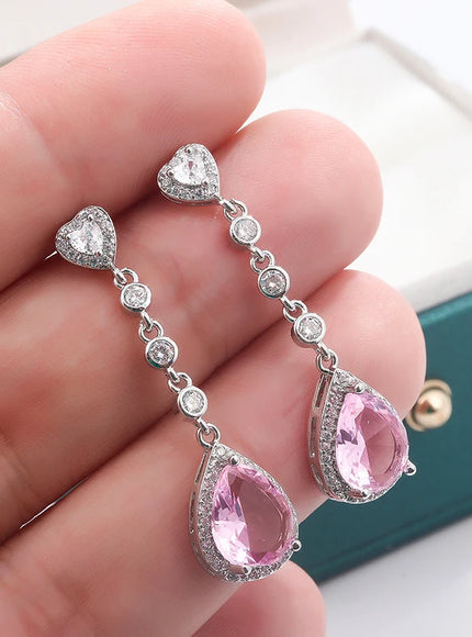 Beautiful 925 Silver Tassel Earrings - Zircon Water Drop