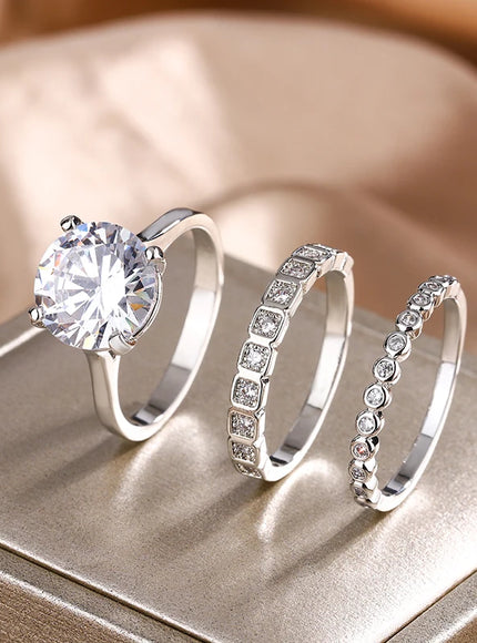 KissIcon Zircon Shape S925 Silver Ring Women Sparkling AAAA
