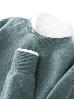 100% Merino Wool Sweater Man O-neck Basic Wool Pullover Autumn Winter Long Sleeve Soft Warm Jumper Smart Casual Knit Popular Top