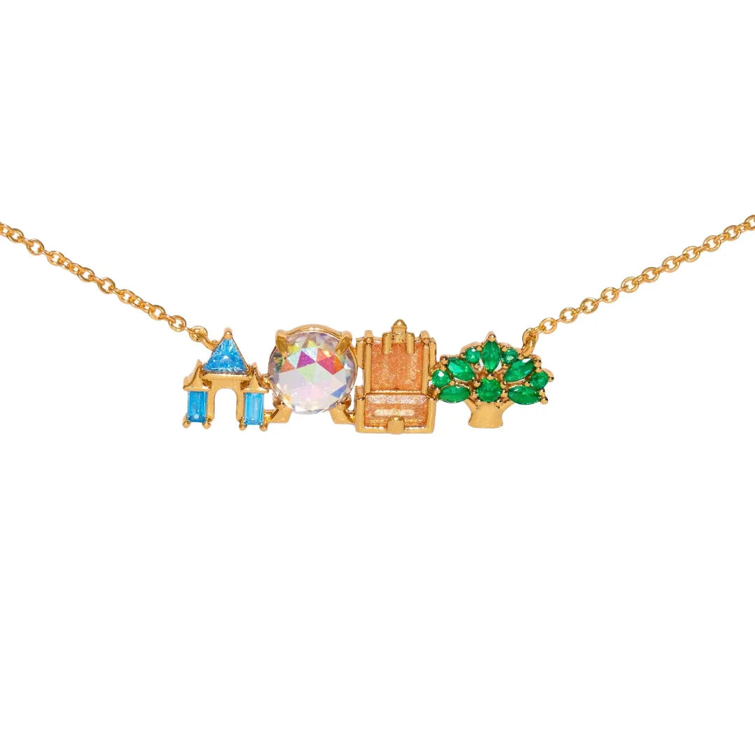 18K Gold Plated Colored Zircon Inlaid Amusement Park Pendant Necklace Cute Sweet Design Versatile Fashion Jewelry Girl 's Gift
