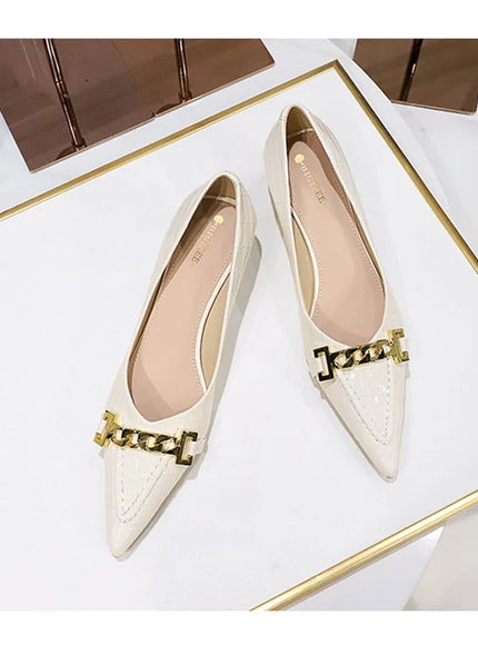 Fashion Metal Chain Decoration Women Pumps Shallow Mouth
