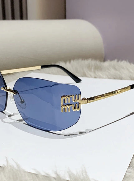 Rimless Rectangle Gradient Sunglasses