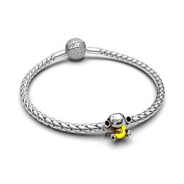 KissICON H28 Manyilus Banana Monkey Charm 925 Sterling Silver Fun Animal Jewelry Pendant for Original Bracelet Playful Gift for Animal Lovers