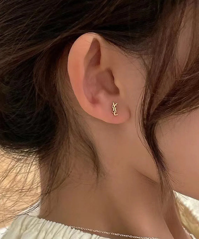 KissICON Earrings Gold-color / United States Gold Mini Letter Stud Earrings