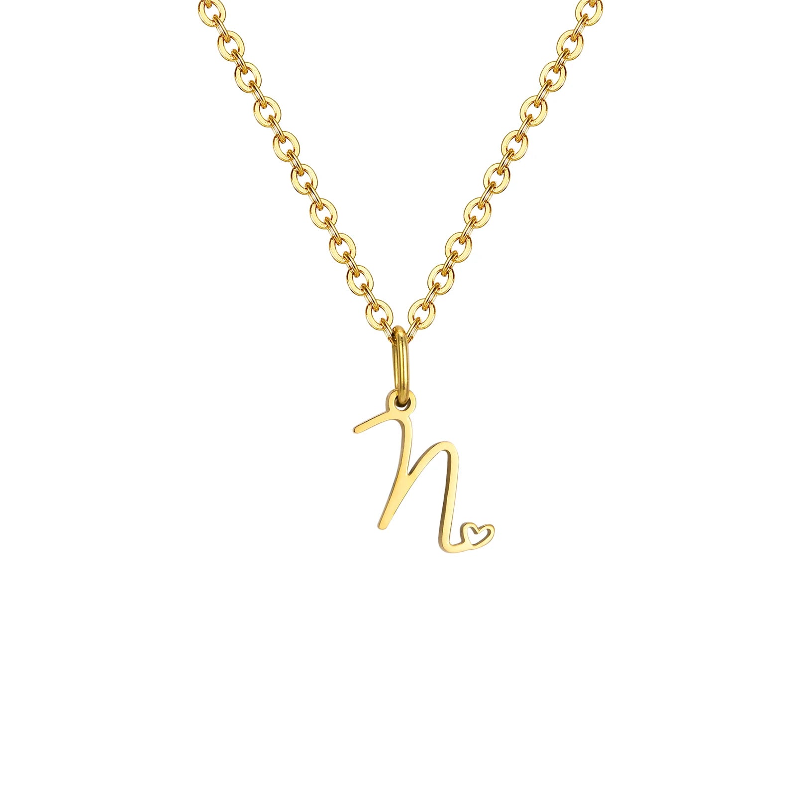 Dainty Heart Initial Necklace for Women, Gold Plated A-Z Letter Pendant, Waterproof Stainless Steel Monogram Jewelry, Personaliz
