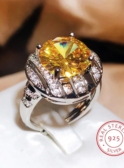 KissIcon Flashy Ring for Women - Adjustable Yellow Zircon