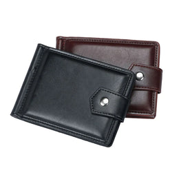 New Small Men's Leather Wallet With Coin Pocket Money Clip 5 Credit Card Slots A Metal Clamp ID Cash Holder Purse For Male