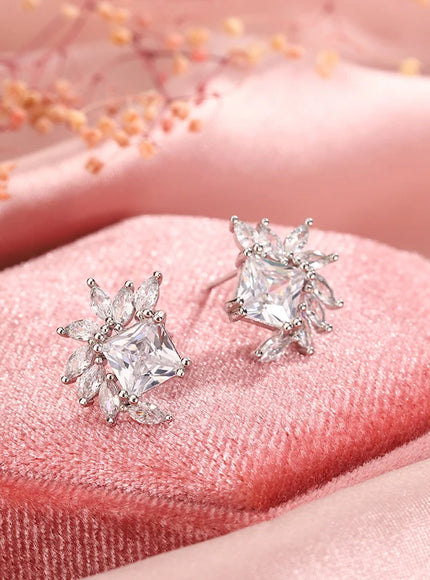 925 Silver Fashion AAA Zircon Female Earrings Flower Temperament Earrings For Ladies Birthday Party Jewelry Gifts