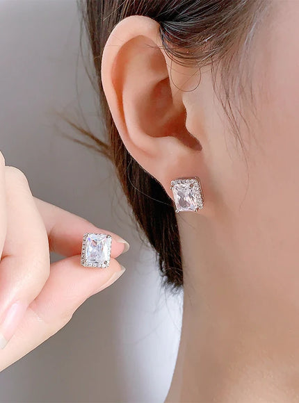 Hypoallergenic CZ Stud Earrings for Women | 925 Silver with AAA Cubic Zirconia |Lightweight Jewelry Gift for Sensitive Ears