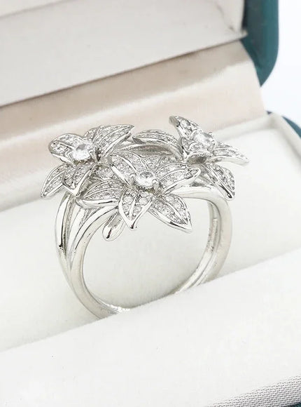 KissIcon Pear Zircon Ring 925 Stamp Sparkling Gift For Women