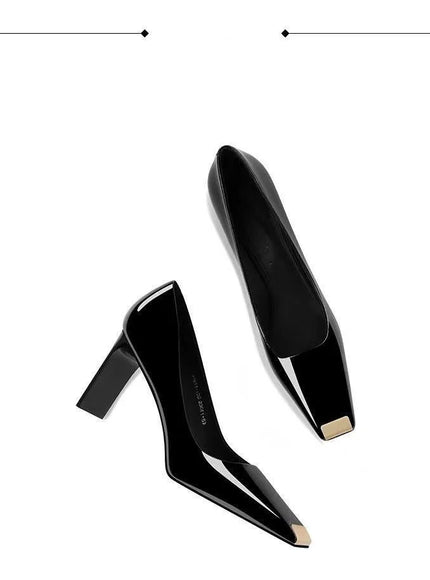 Women Heel Solid Leather Popular Ladies Working Pumps