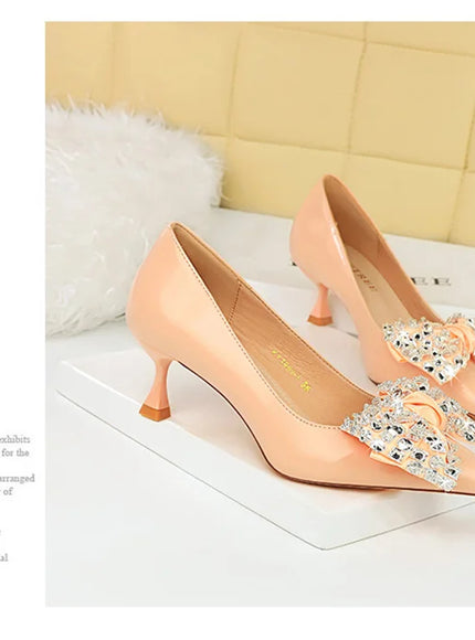 Women Green Pointed Toe Pumps Wedding Middle Low