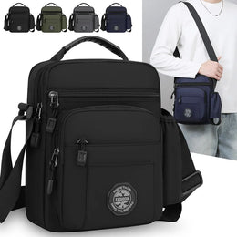 Mens Nylon Crossbody Bag Wear Resistant Multi Compartments Adjustable Strap For Hiking Cycling Work Errands Outdoor Daily Carry