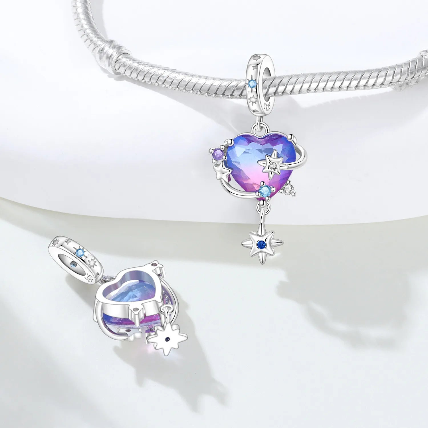 Original Charms Beads 925 Sterling Silver Zircon LOVE Winged Protect Heart Pendant For DIY Necklace Bracelet Fine Jewellery Gift