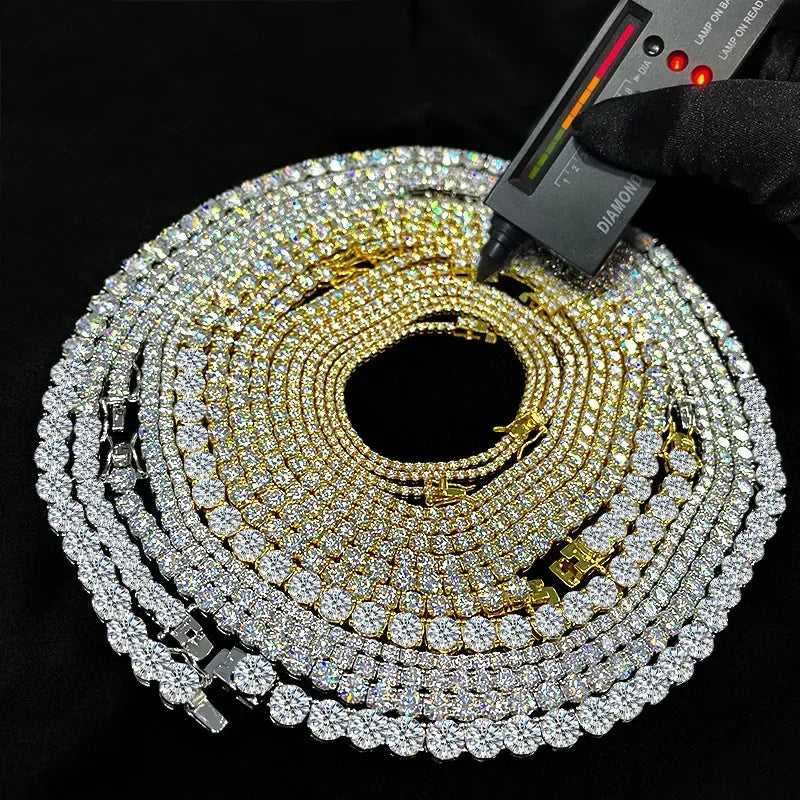D VVS1 Moissanite Tennis Bracelet Original s925 Sterling Silver Plated 18k White Gold with GRA Necklace for Women Man