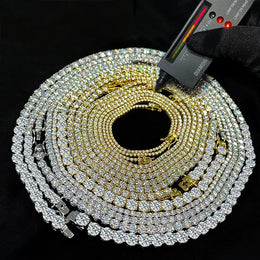 D VVS1 Moissanite Tennis Bracelet Original s925 Sterling Silver Plated 18k White Gold with GRA Necklace for Women Man