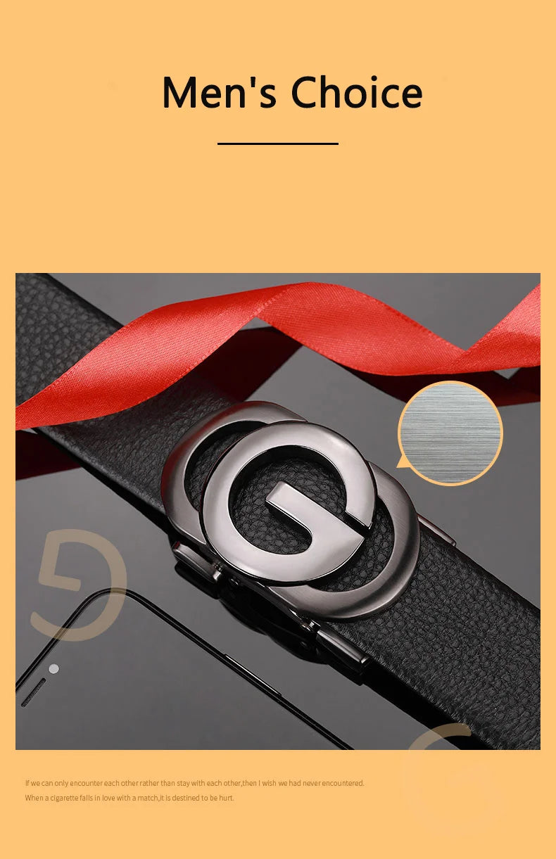 Men's Belt Automatic Buckle Belt Fashion Business Belt for Male Good Gifts for Men
