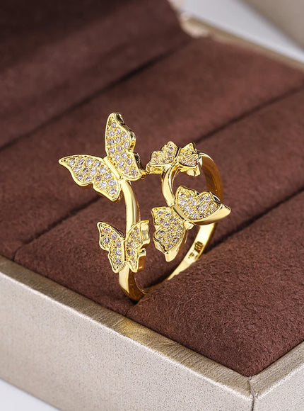 KissIcon Sterling Butterfly Zircon Ring - Open Prom Jewelry