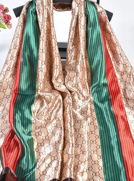 Women Fashion Print Silk Scarf Luxury Brand Warm 180X90CM Scarves Popular Lrage Satin Finish Shawl The Four Seasons Design Hijab