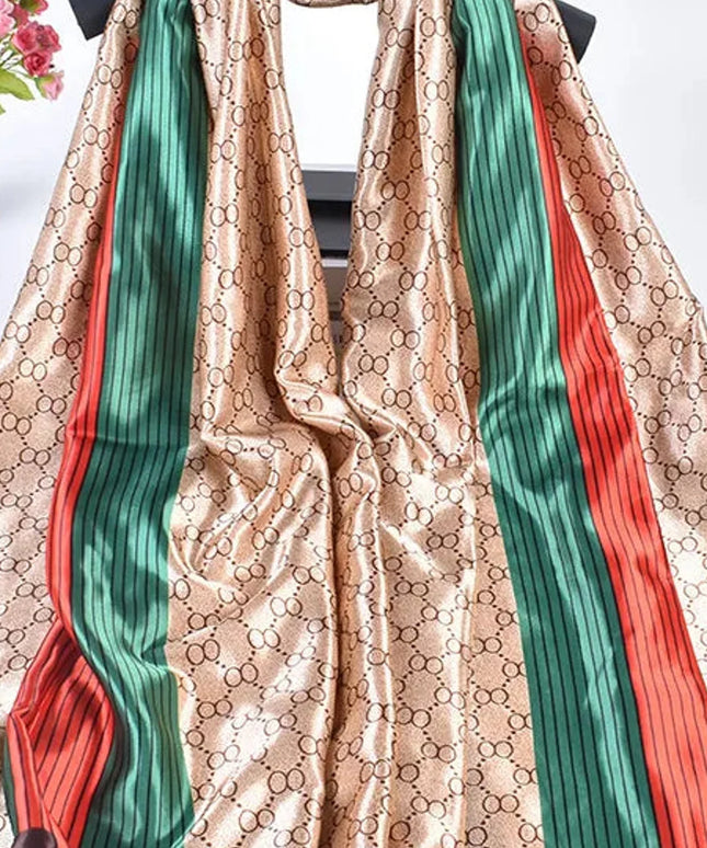 Women Fashion Print Silk Scarf Luxury Brand Warm 180X90CM Scarves Popular Lrage Satin Finish Shawl The Four Seasons Design Hijab