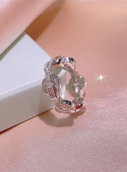 New Exquisite Ring for Women925 Silver Plated Hollow Ring Shiny Zircon Jewelry Fashion Wedding Bridal Jewelry Christmas Gift