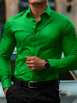 Men's personalized thorn print long-sleeved shirt. Business casual style, fashionable design, versatile and non-iron shirt.
